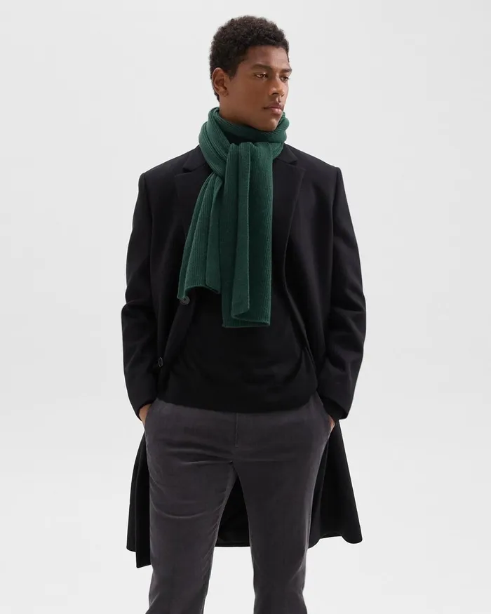 Men Hats Gloves Scarves Theory Camden Scarf In Ribbed Cashmere Brunswick