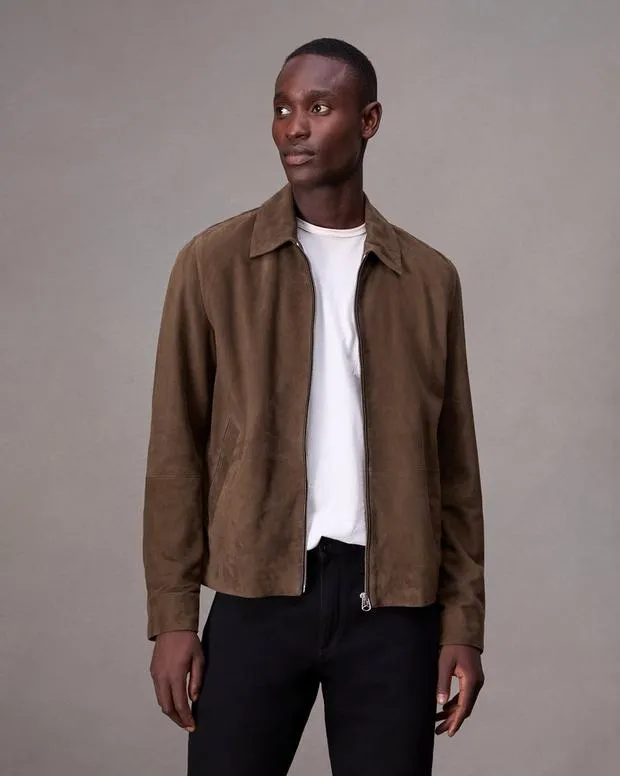 Men Jackets and Coats Rag and Bone Melrose Suede Jacket Dk Brown