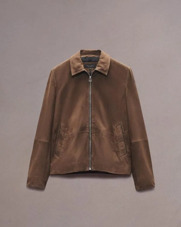 Men Jackets and Coats Rag and Bone Melrose Suede Jacket Dk Brown