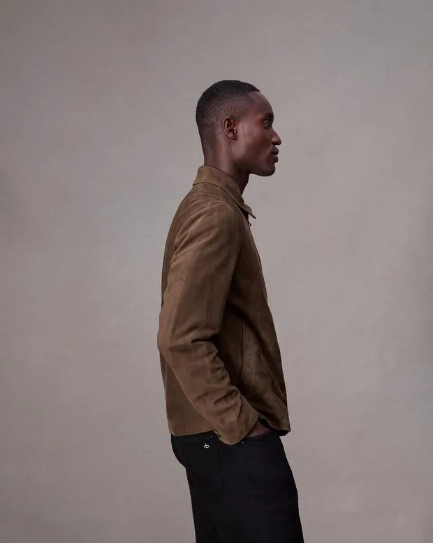 Men Jackets and Coats Rag and Bone Melrose Suede Jacket Dk Brown