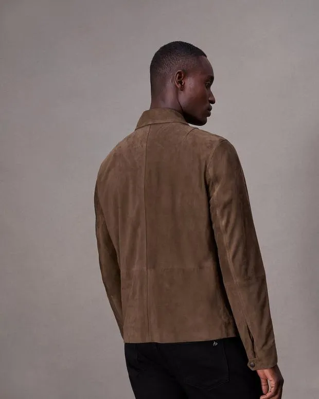 Men Jackets and Coats Rag and Bone Melrose Suede Jacket Dk Brown
