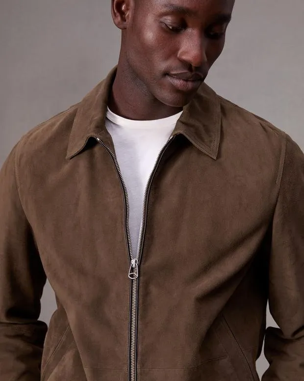 Men Jackets and Coats Rag and Bone Melrose Suede Jacket Dk Brown