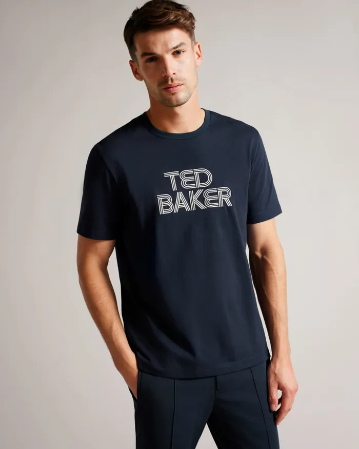 Men KENEDY 8211 Short Sleeve Regular Fit Branded TShirt Navy Ted Baker Tops