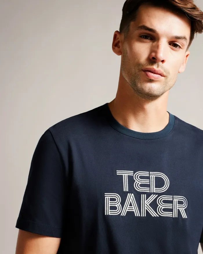 Men KENEDY 8211 Short Sleeve Regular Fit Branded TShirt Navy Ted Baker Tops