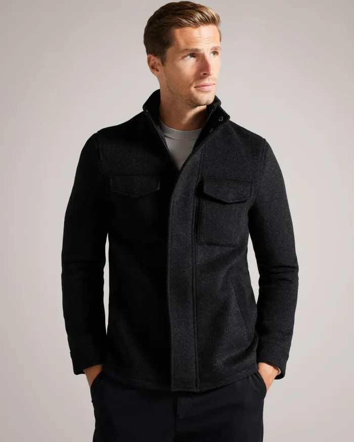 Men KNOWL 8211 Funnel Neck Wool Field Jacket Charcoal Ted Baker Coats and Jackets Men KNOWL 8211 Funnel Neck Wool Field Jacket Charcoal Ted Baker Coats and Jackets