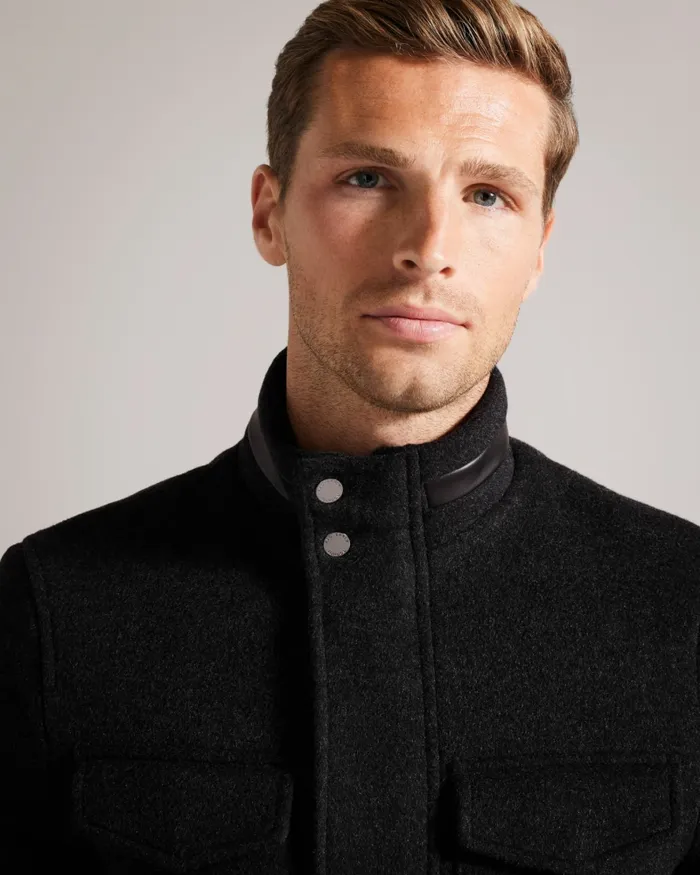 Men KNOWL 8211 Funnel Neck Wool Field Jacket Charcoal Ted Baker Coats and Jackets Men KNOWL 8211 Funnel Neck Wool Field Jacket Charcoal Ted Baker Coats and Jackets