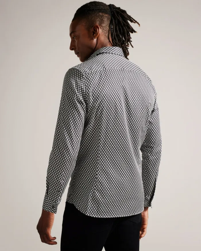 Men LACEBY 8211 Long Sleeve Geometric Print Shirt Black Ted Baker Shirts Men LACEBY 8211 Long Sleeve Geometric Print Shirt Black Ted Baker Shirts