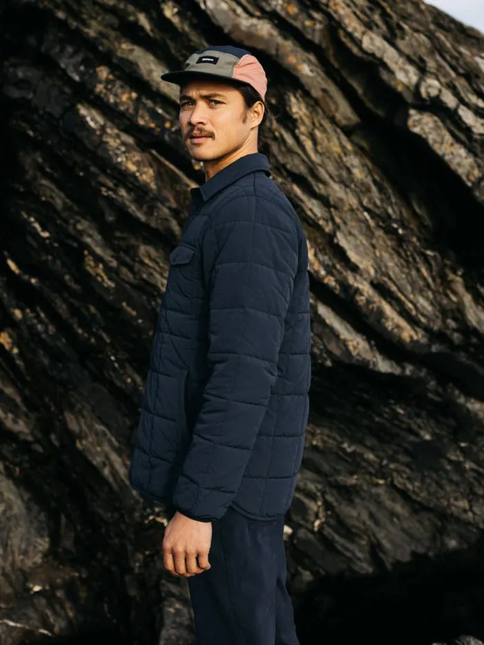Men Lapwing Shirt Navy Finisterre Jackets Coats and Gilets