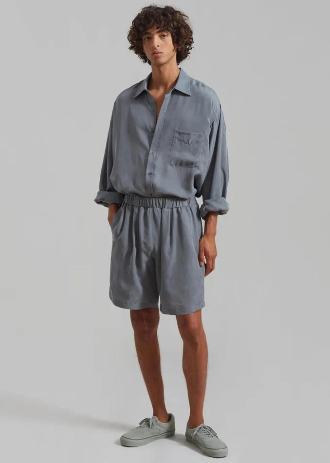 Men Leland Silky Boxer Shorts 8211 Charcoal The Frankie Shop Bottoms