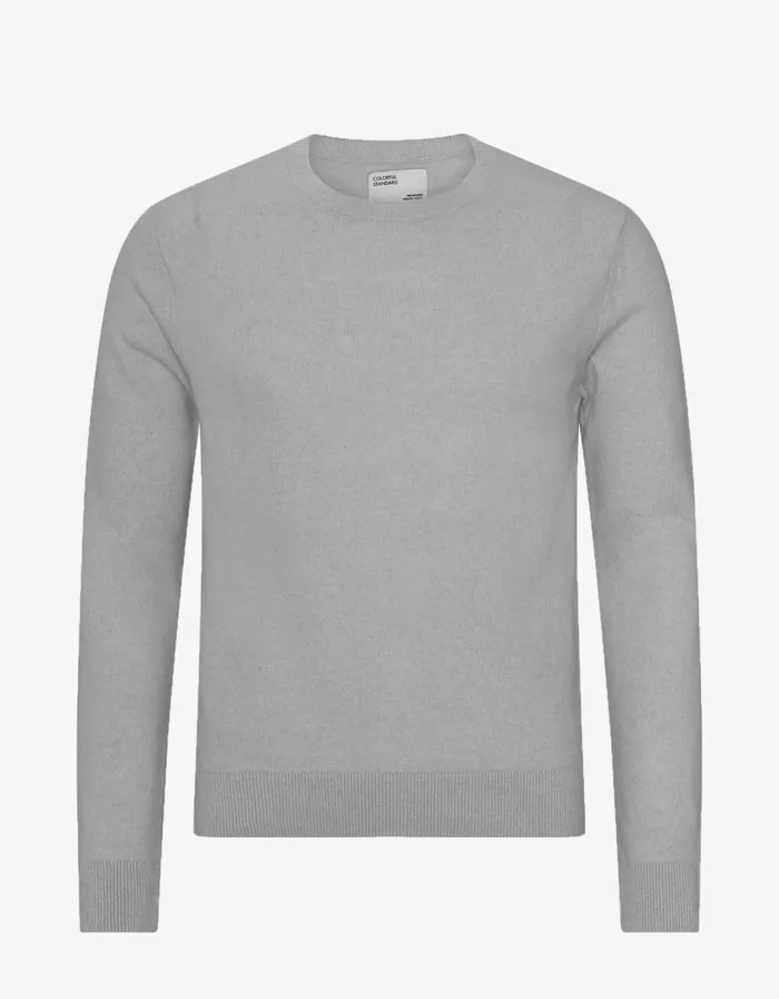Men Light Merino Wool Crew Heather Grey Colorful Standard Knit Sweaters