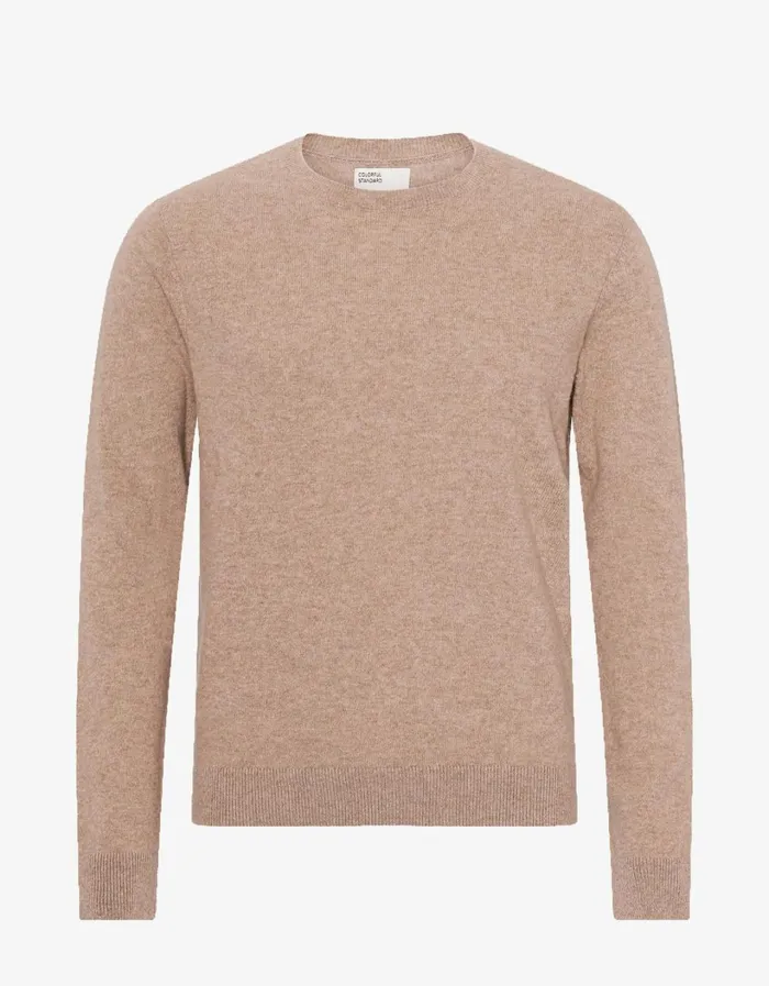 Men Light Merino Wool Crew Honey Beige Colorful Standard Knit Sweaters