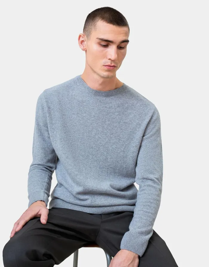 Men Light Merino Wool Crew Honey Beige Colorful Standard Knit Sweaters