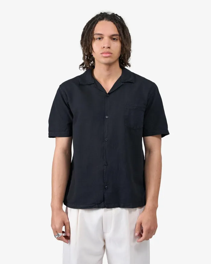 Men Linen Short Sleeved Shirt Dusty Olive Colorful Standard Shirts