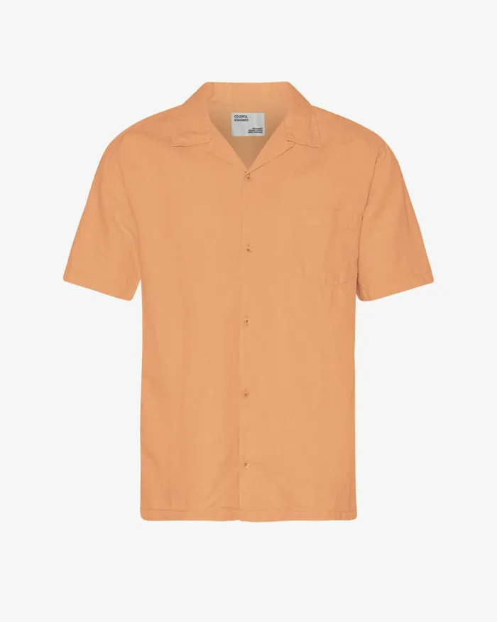 Men Linen Short Sleeved Shirt Sandstone Orange Colorful Standard Shirts