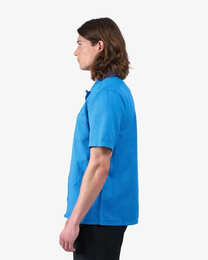 Men Linen Short Sleeved Shirt Sandstone Orange Colorful Standard Shirts