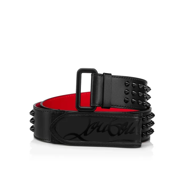 Men Loubi Belt Belt 8211 Calf Leather And Spikes 8211 Black Christian Louboutin Belts