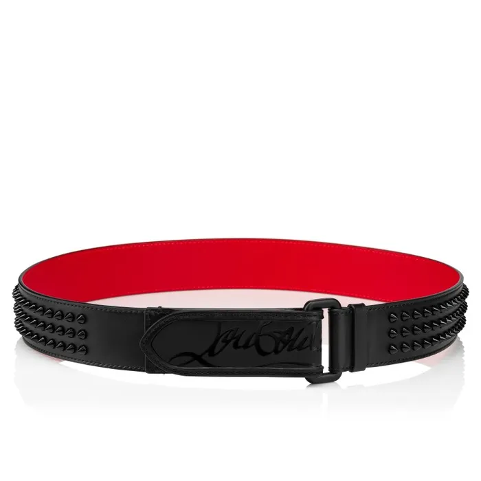 Men Loubi Belt Belt 8211 Calf Leather And Spikes 8211 Black Christian Louboutin Belts