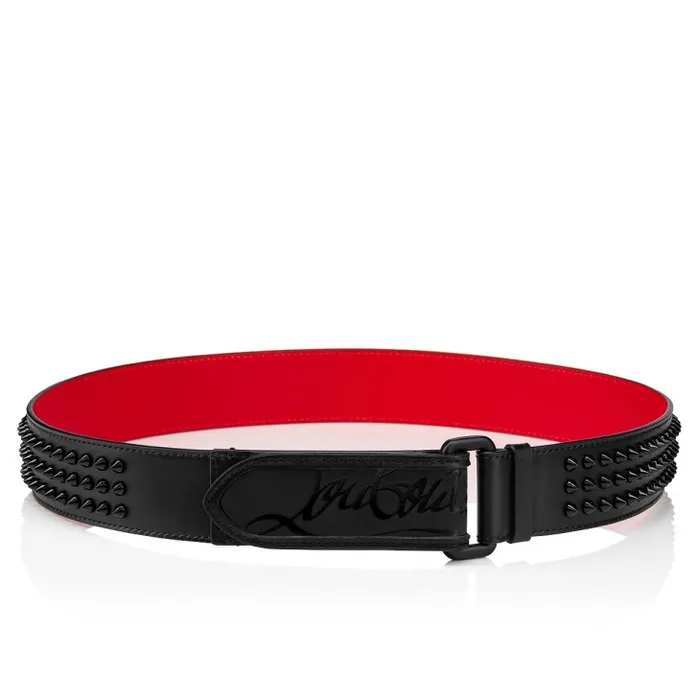 Men Loubi Belt Belt 8211 Calf Leather And Spikes 8211 Black Christian Louboutin Belts