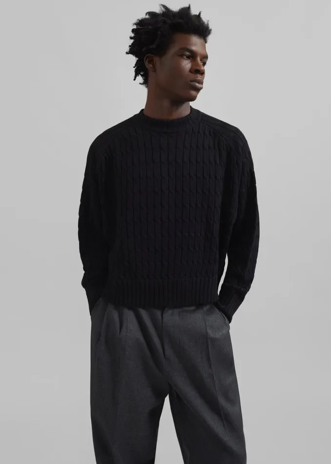 Men Louis Gabriel Nouchi Cable Knit Wool Jumper 8211 Black The Frankie Shop Knitwear