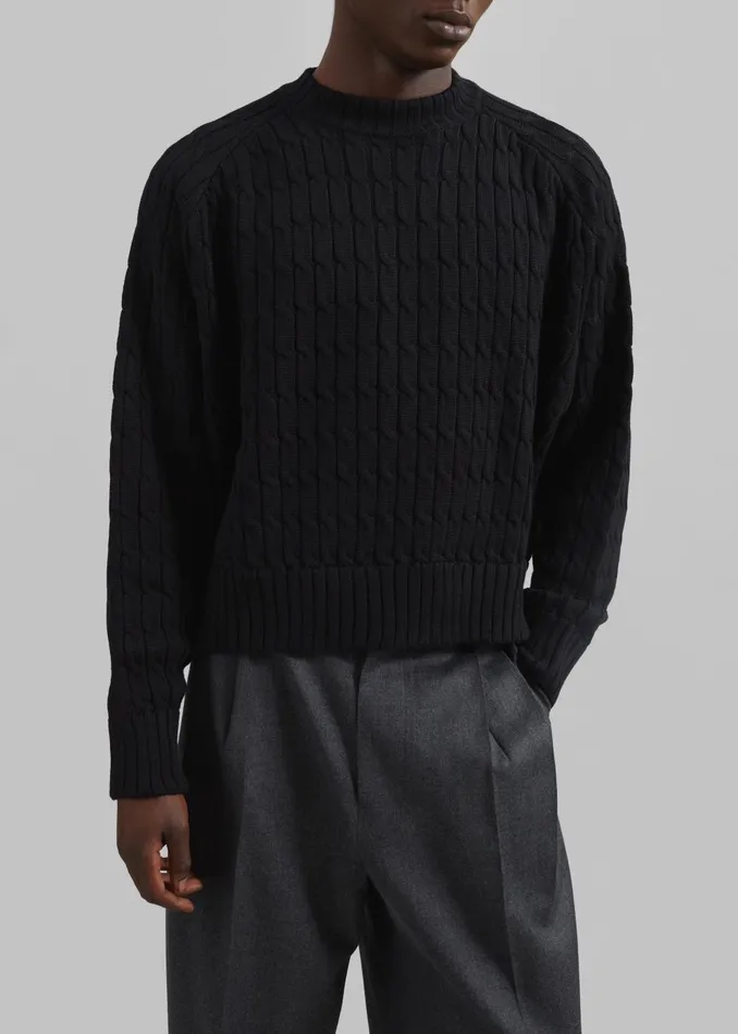 Men Louis Gabriel Nouchi Cable Knit Wool Jumper 8211 Black The Frankie Shop Knitwear