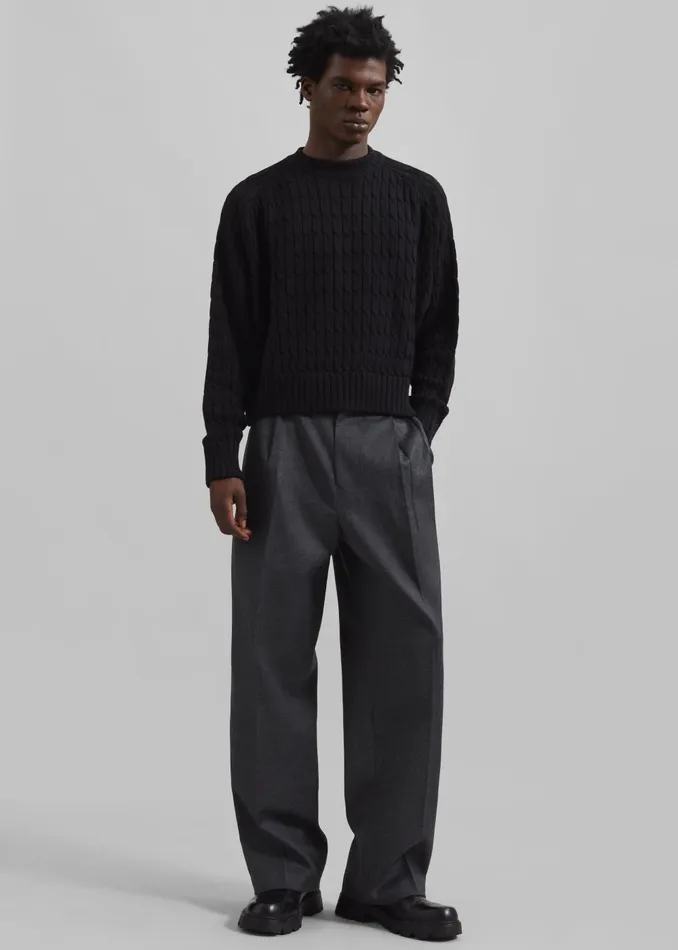 Men Louis Gabriel Nouchi Cable Knit Wool Jumper 8211 Black The Frankie Shop Knitwear