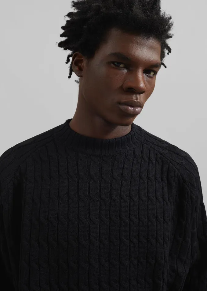 Men Louis Gabriel Nouchi Cable Knit Wool Jumper 8211 Black The Frankie Shop Knitwear