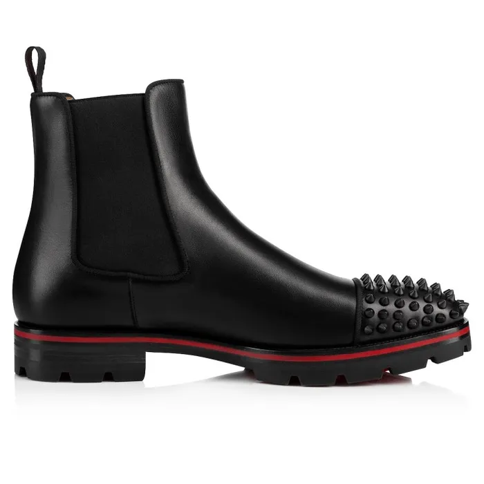 Men Melon Spikes Boots 8211 Calf Leather 8211 Black Christian Louboutin Boots