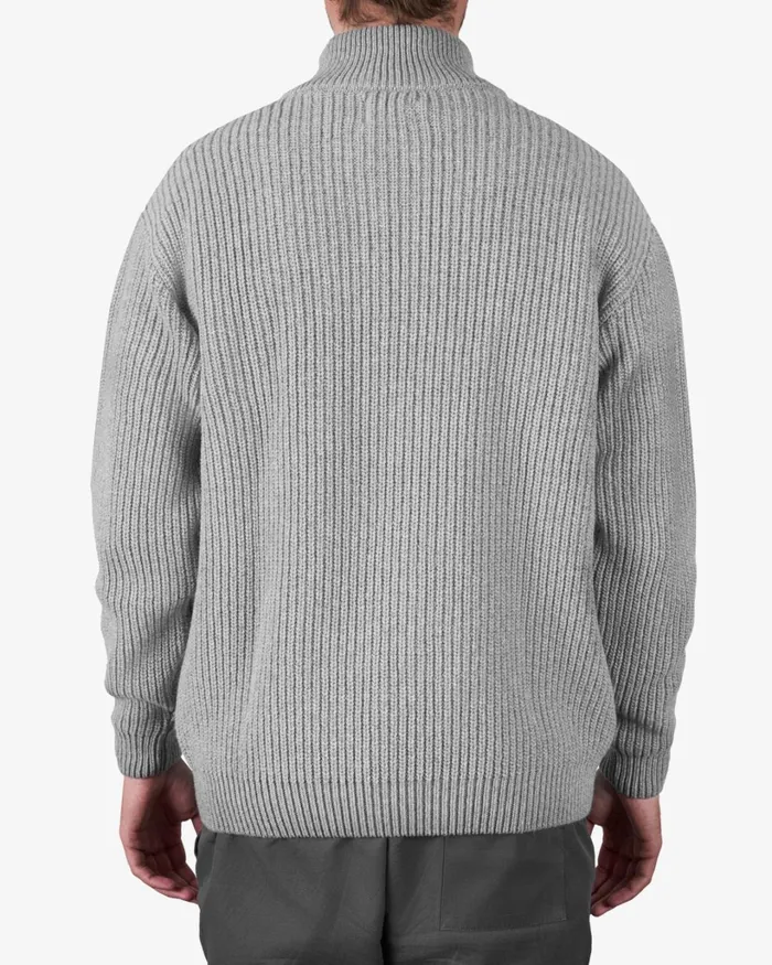 Men Merino Quarter Zip Marine Blue Colorful Standard Knit Sweaters