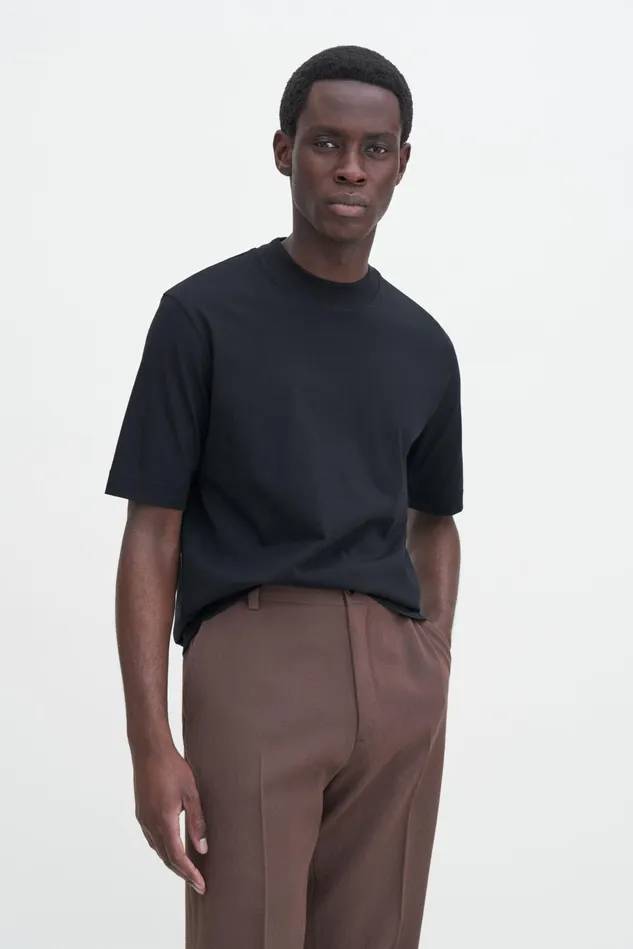 Men Mock Neck Cotton Tee Black Filippa K TShirts