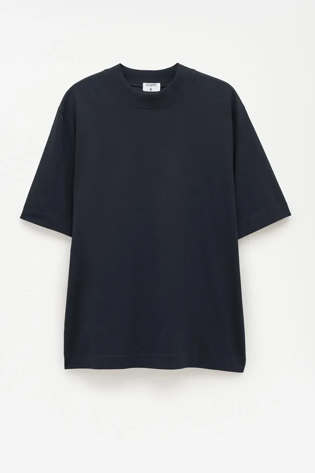 Men Mock Neck Cotton Tee Black Filippa K TShirts