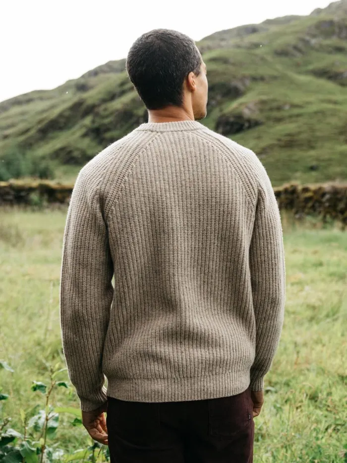 Men Mora Knit Jumper Oatmeal Finisterre Knitwear