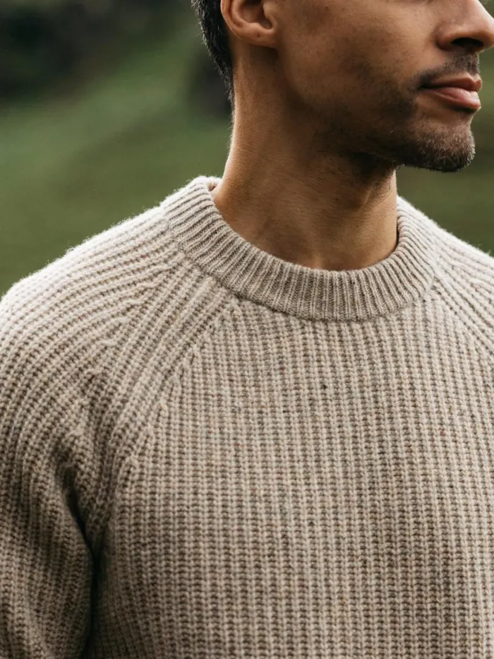 Men Mora Knit Jumper Oatmeal Finisterre Knitwear