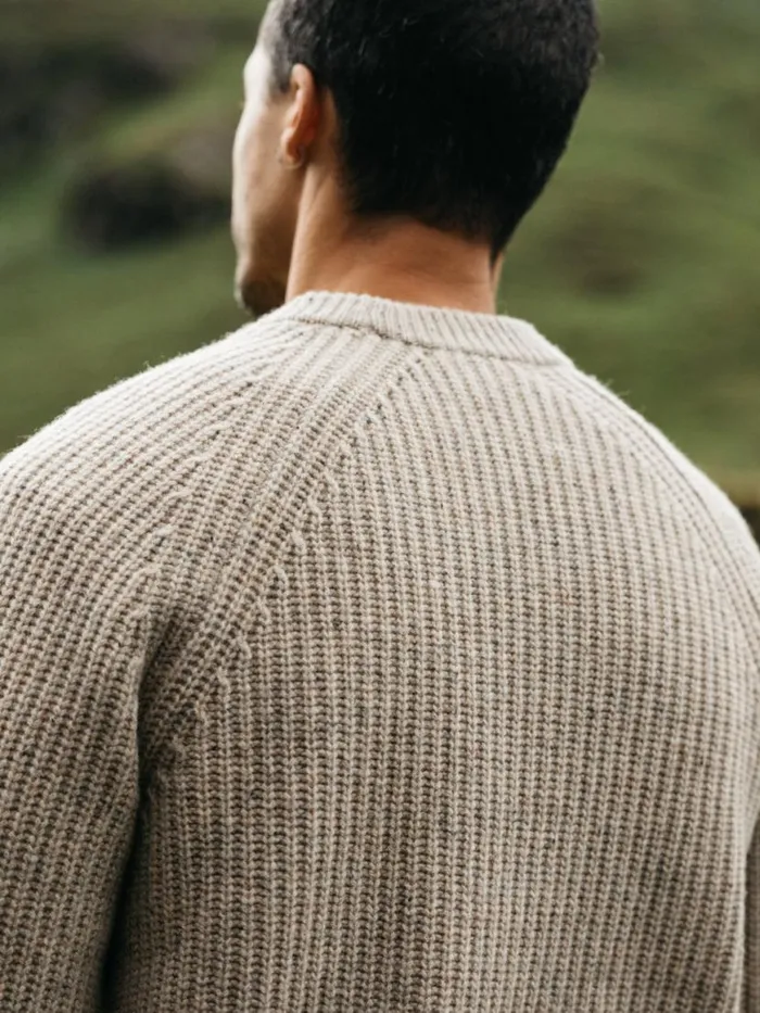 Men Mora Knit Jumper Oatmeal Finisterre Knitwear
