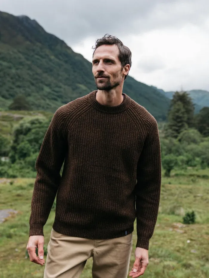 Men Mora Knit Jumper Timber Finisterre Knitwear
