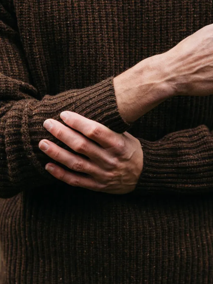 Men Mora Knit Jumper Timber Finisterre Knitwear