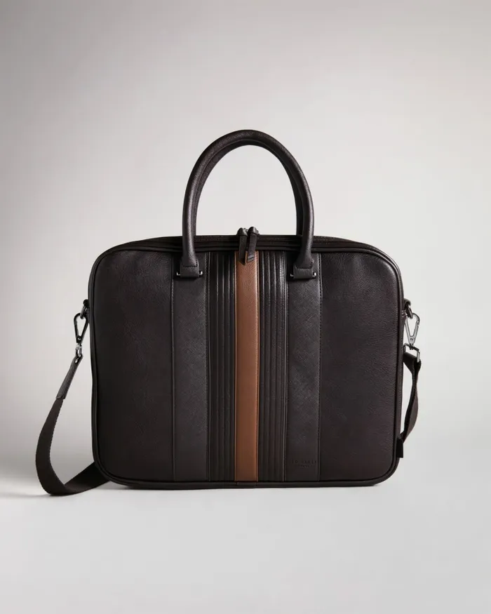 Men NEVVER 8211 Striped PU Document Bag Brownchocolate Ted Baker Work Bags Men NEVVER 8211 Striped PU Document Bag Brownchocolate Ted Baker Work Bags