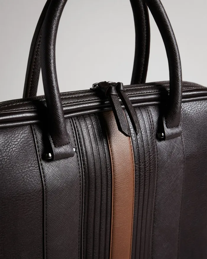 Men NEVVER 8211 Striped PU Document Bag Brownchocolate Ted Baker Work Bags Men NEVVER 8211 Striped PU Document Bag Brownchocolate Ted Baker Work Bags