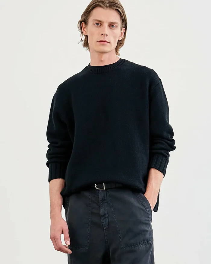 Men Nili Lotan BOYNTON SWEATER Black Sweaters