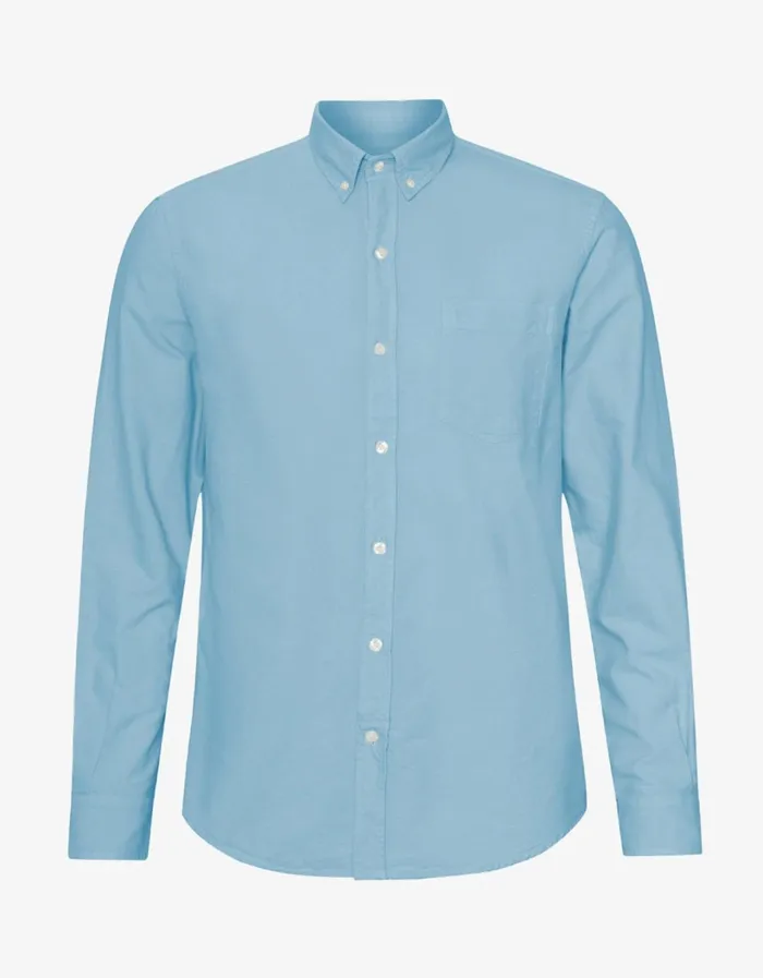 Men Organic Button Down Shirt Seaside Blue Colorful Standard Shirts