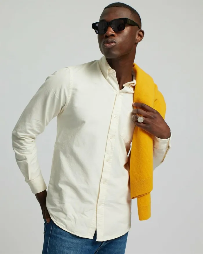 Men Organic Button Down Shirt Seaside Blue Colorful Standard Shirts