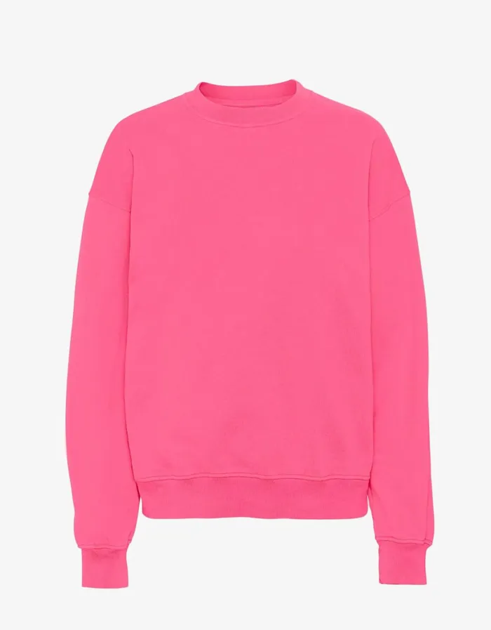 Men Organic Oversized Crew Bubblegum Pink Colorful Standard Crewneck Sweatshirts