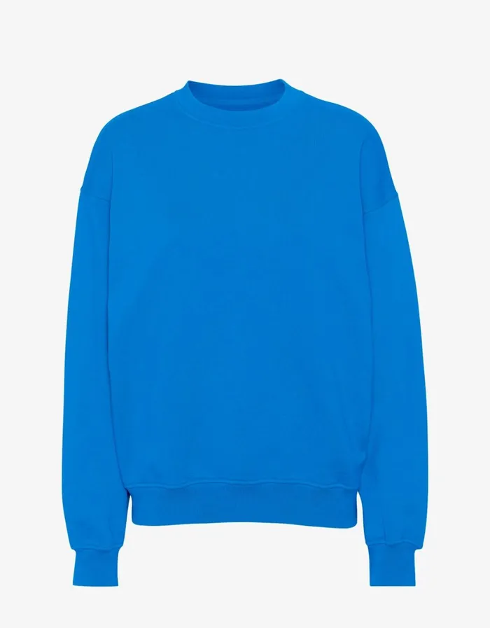 Men Organic Oversized Crew Pacific Blue Colorful Standard Crewneck Sweatshirts