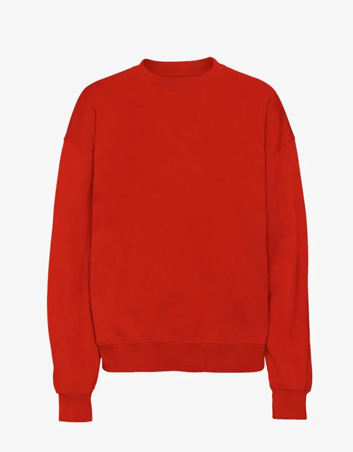 Men Organic Oversized Crew Scarlet Red Colorful Standard Crewneck Sweatshirts