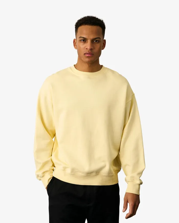 Men Organic Oversized Crew Soft Yellow Colorful Standard Crewneck Sweatshirts