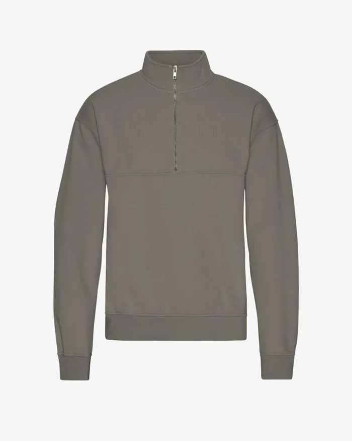 Men Organic Quarter Zip Misty Brown Colorful Standard Quarter Zips