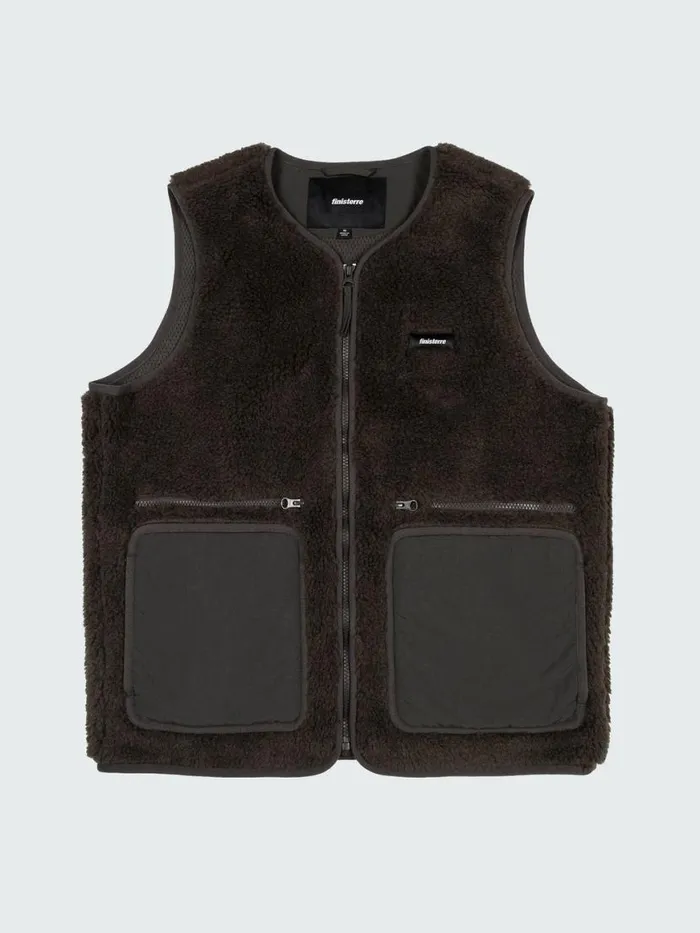 Men Orsik Fleece Gilet Raven Black Finisterre Jackets Coats and Gilets