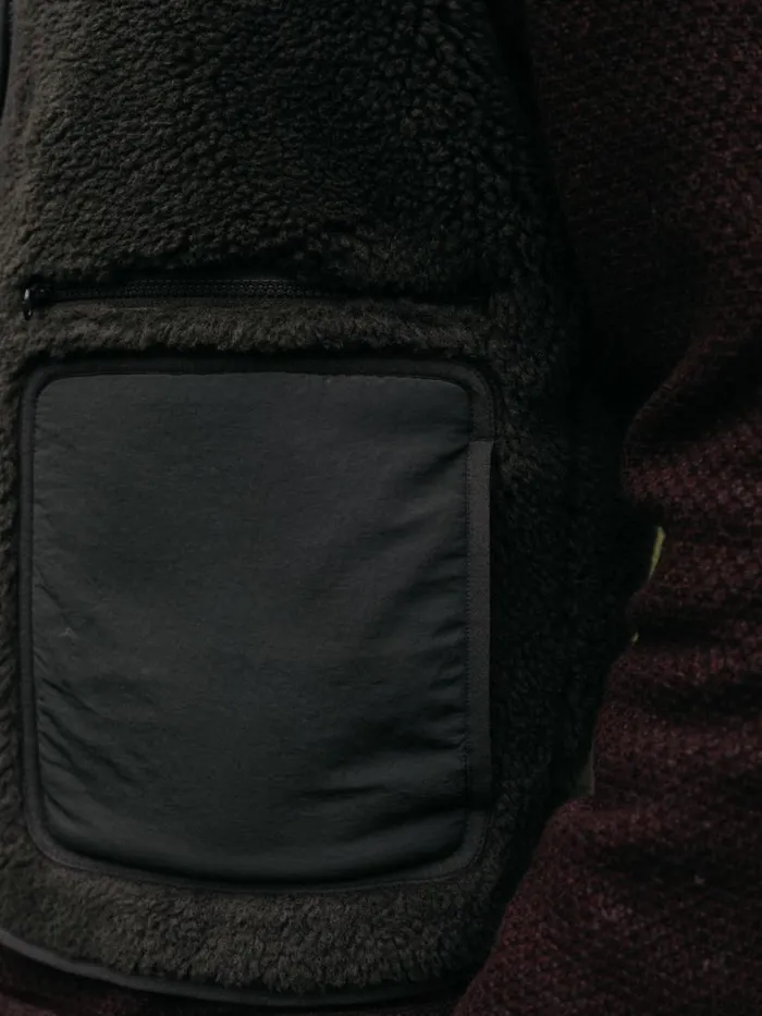 Men Orsik Fleece Gilet Raven Black Finisterre Jackets Coats and Gilets