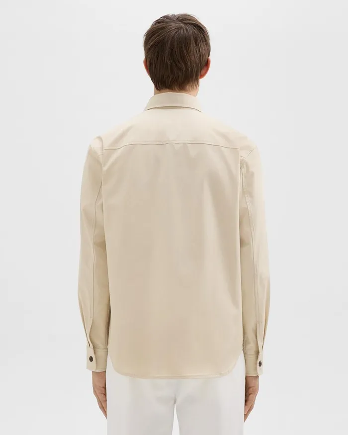 Men Outerwear Theory Garvin Shirt Jacket In Organic Cotton New Sand