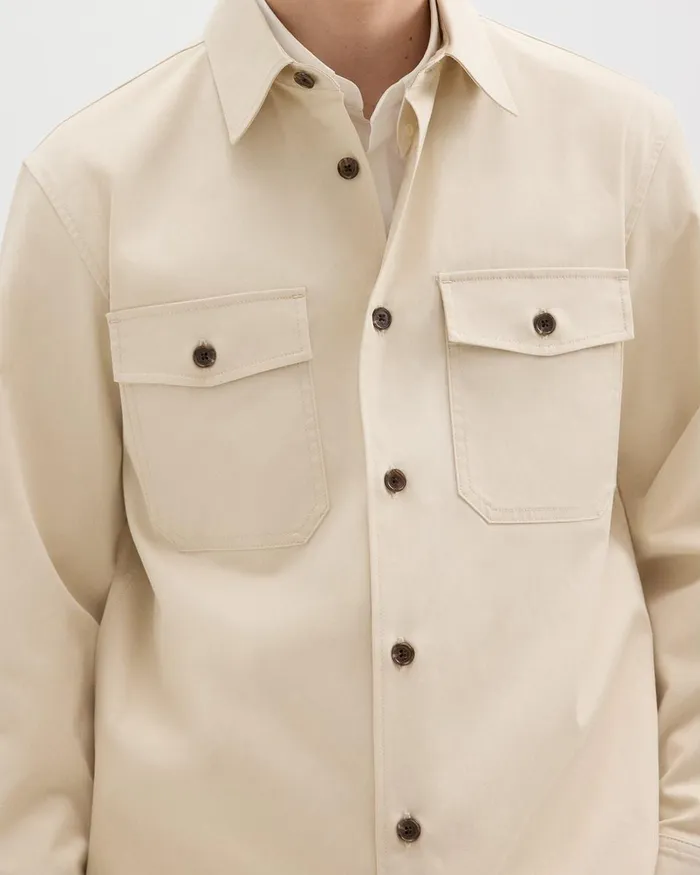 Men Outerwear Theory Garvin Shirt Jacket In Organic Cotton New Sand
