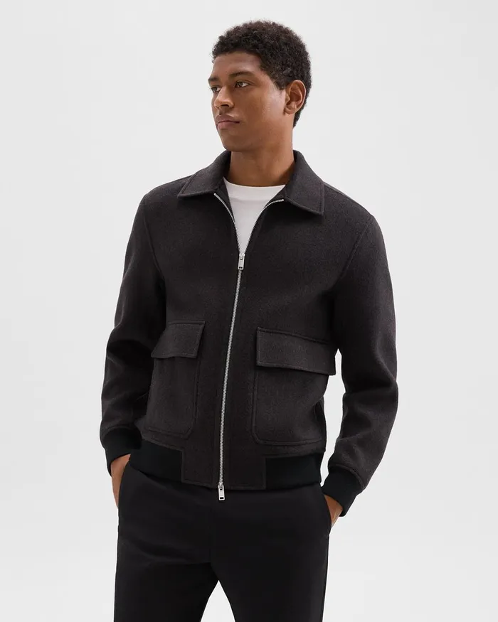 Men Outerwear Theory Sean Jacket In DoubleFace WoolCashmere Hickory Melange